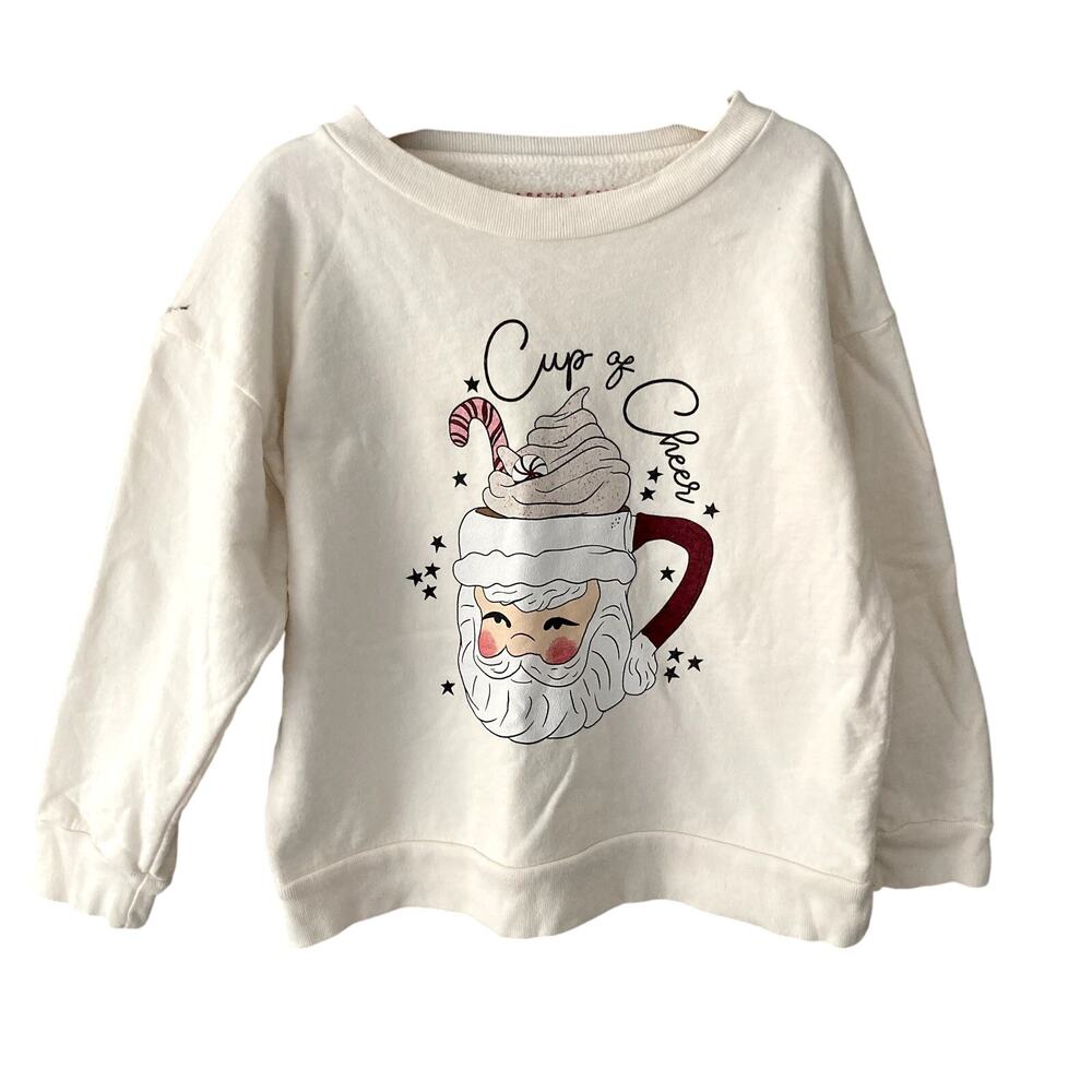 Elisabeth + Faith Cup of Cheer Santa Sweatshirt - Ivory - 6